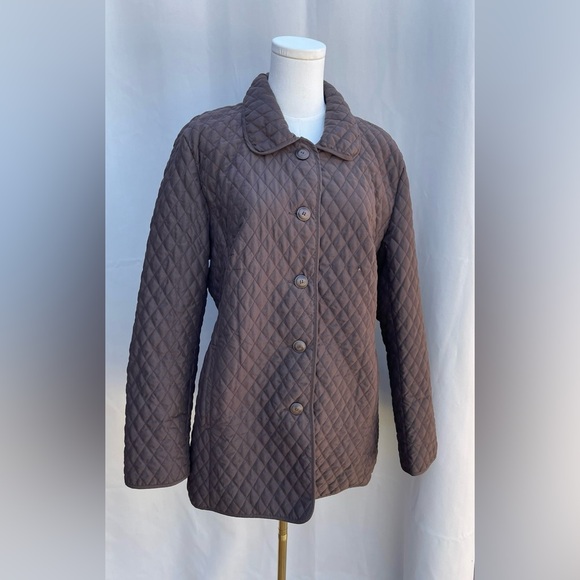 Marvin Richards Jackets & Blazers - VTG‎ (90s) Chocolate Brown Quilted Barn Coat Marvin Richards Equestrian Sz L